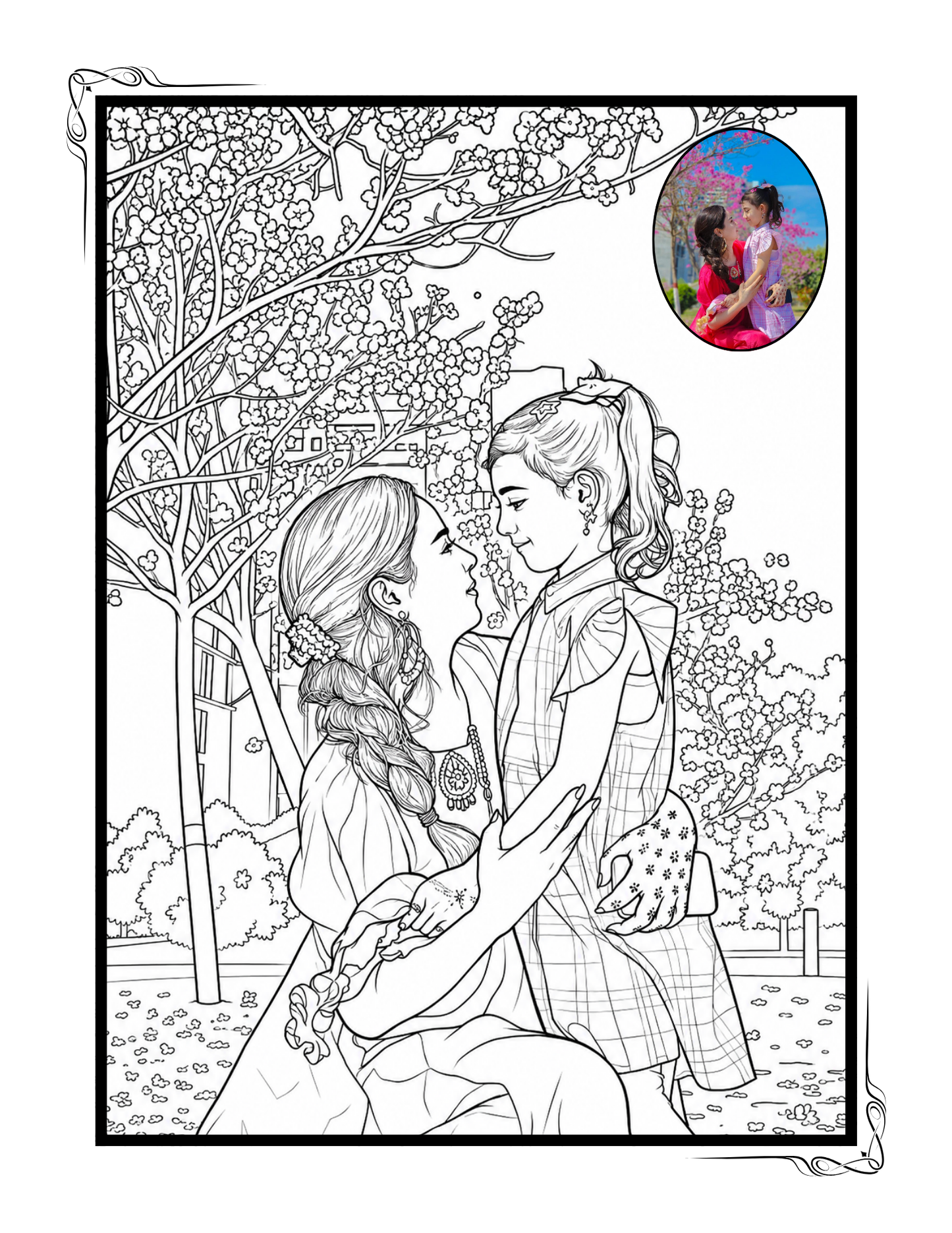 Coloring Book With Small Colored Photo
