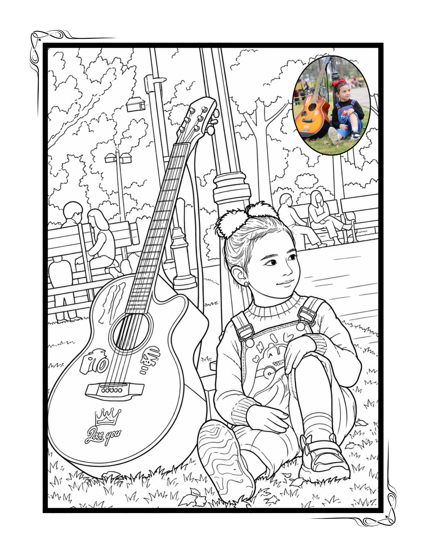 Coloring Book With Small Colored Photo