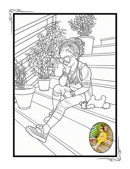 Coloring Book With Small Colored Photo